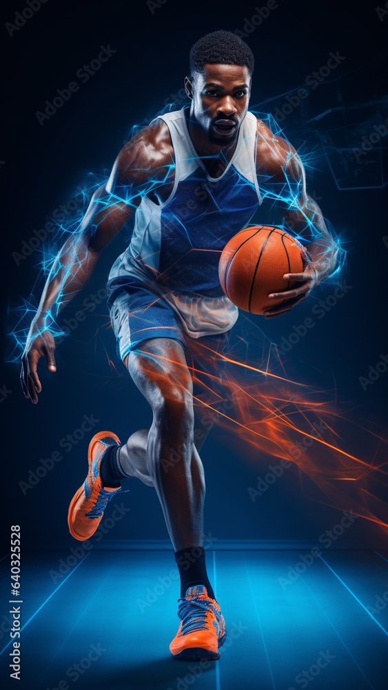 Basketball Player on a digital background