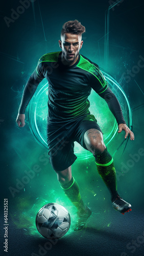 Soccer Player on a digital background