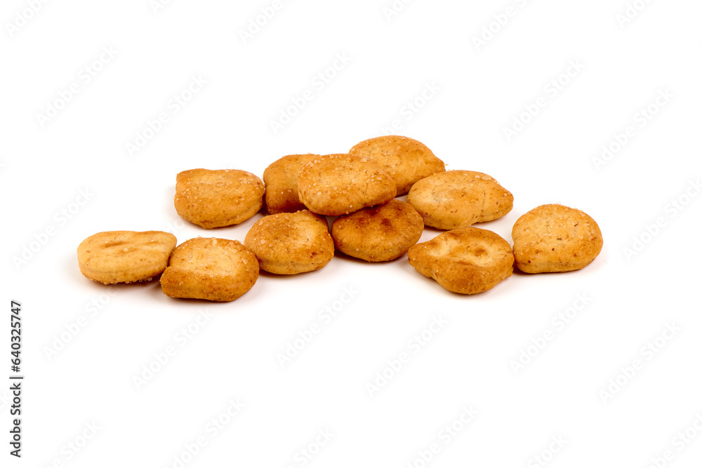 Salted crackers, isolated on white background. High resolution image. Salted crackers, isolated on white background. High resolution image.