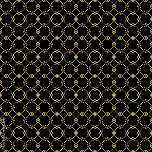 Seamless black and golden ornament in arabian style. Geometric abstract golden background. Pattern for wallpapers and backgrounds