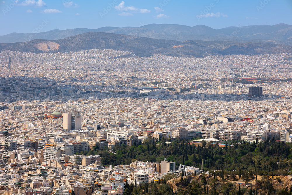 Athens buildings' rooftops from Saint George Chapel of Likavittos view point