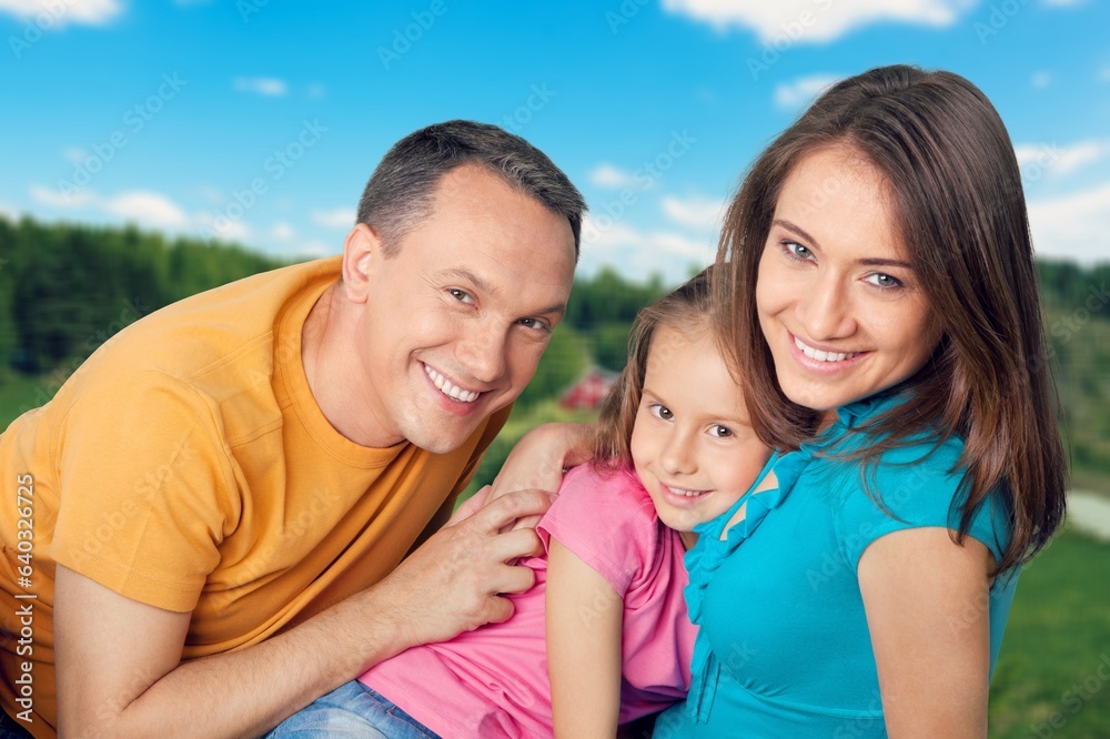 Happy young cute family with child having fun Happy young cute family with child having fun