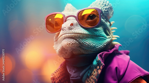 Chameleon wearing sunglasses © Veniamin Kraskov