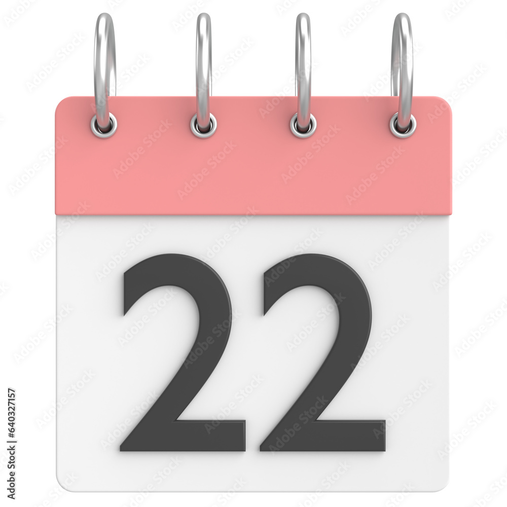 3D calendar. Day 22. Twenty-second day of the month. 3D illustration. 3D calendar. Day 22. Twenty-second day of the month. 3D illustration.