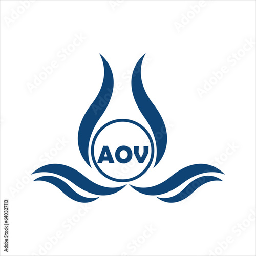 AOV letter water drop icon design with white background in illustrator, AOV Monogram logo design for entrepreneur and business.
 photo