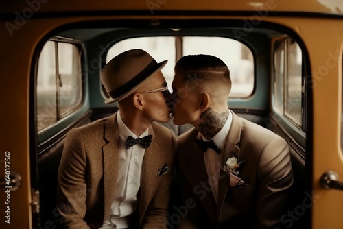 Gay couple kiss. Generate Ai © nsit0108