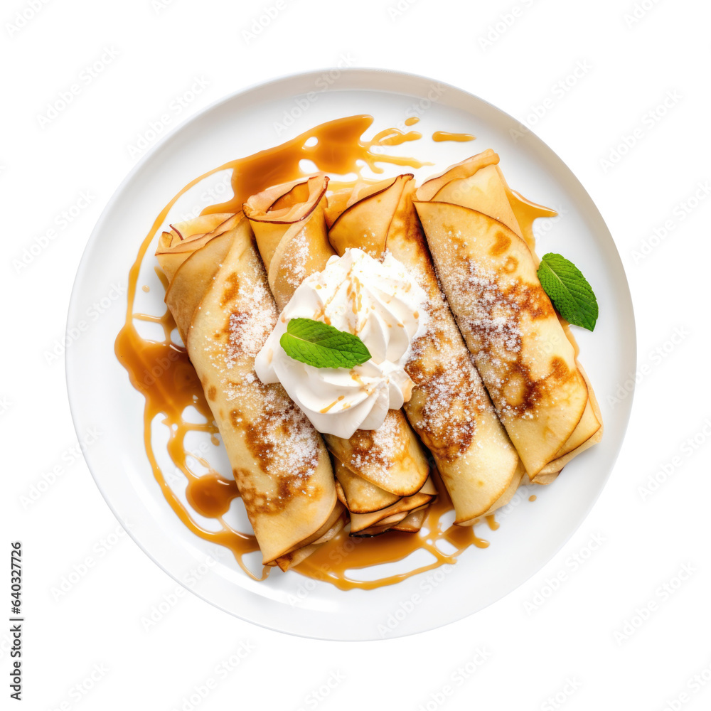 Delicious Plate of Apple Crepes Isolated on a Transparent Background