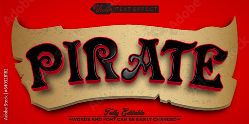 Cartoon Pirate Vector Editable Text Effect Template