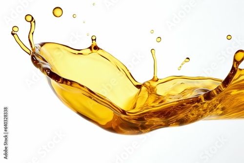 Pouring Motor Oil Stream Isolated on White Background. Generative ai
