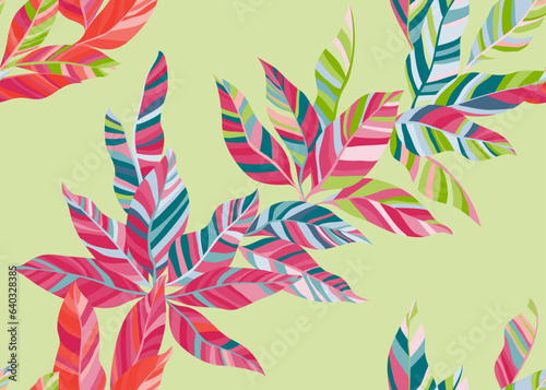 Detailed banana foliage seamless wallpaper vector. Elegant botanical spring b...