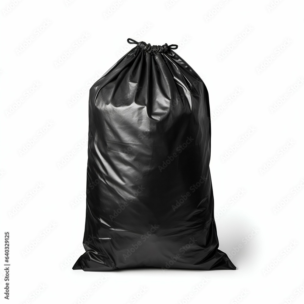 Sealed Black Garbage Bag Isolated on White Background. Generative ai