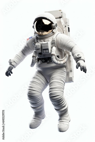 Space Explorer in Suit Isolated on White Background. Generative ai