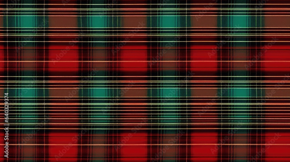 Fototapeta premium Green and red seamless Checkered tartan fabric perfect for shirts or tablecloths, featuring a classic Scottish plaid design. Also great as a versatile backdrop or wallpaper.