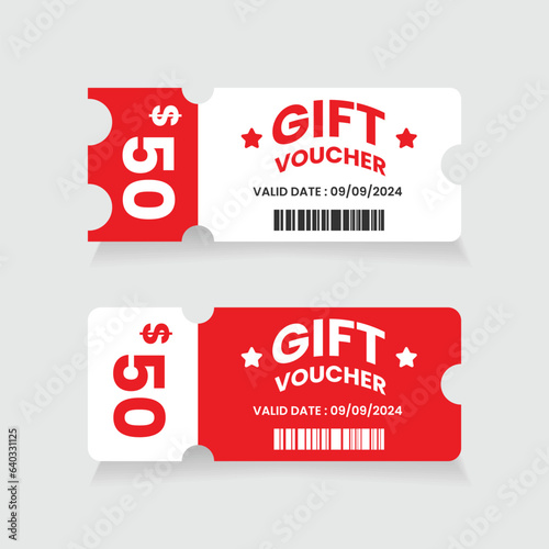 Set of red and white gift voucher template