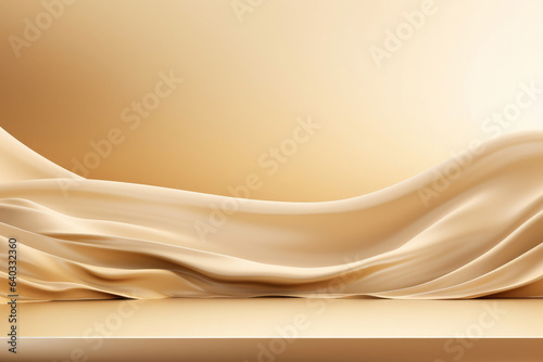 Beautiful abstract blank background with flowing textile or material on a beige background with space for your product, text or inscriptions.generative ai
