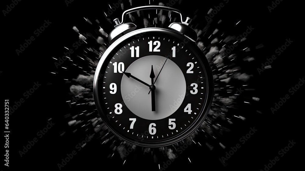 Image of a ticking clock on a black background.