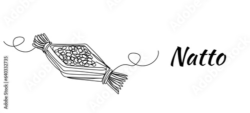 Continuous one line drawing of natto, fermented soybeans. Traditional Japanese food. Simple vector illustration