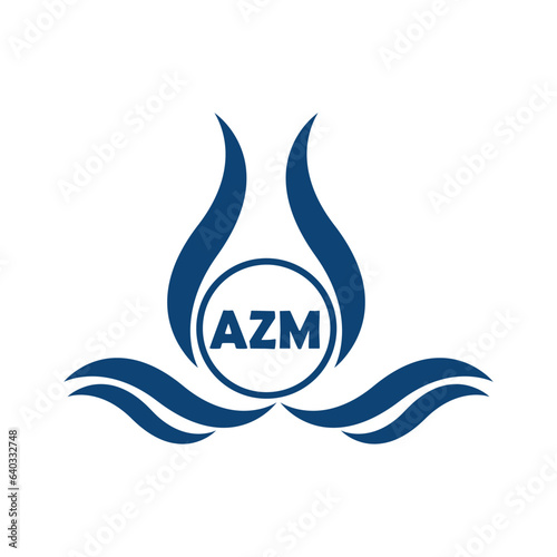 AZM letter water drop icon design with white background in illustrator, AZM Monogram logo design for entrepreneur and business.
 photo