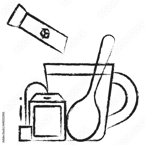 Hand drawn tea white sugar sachet icon © Icongeek26