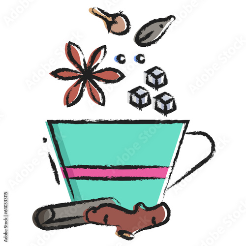Hand drawn spices tea icon