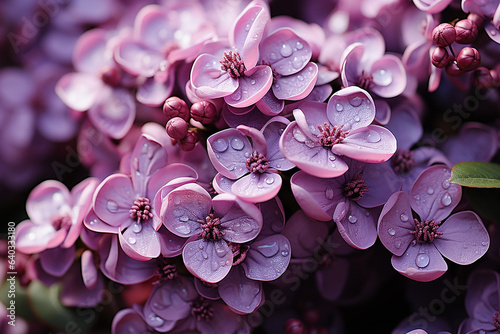 Generative AI - Background formed with close view lilac flowers photo