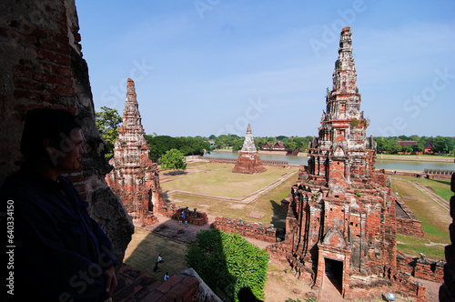 Wat chaiwattanaram in Ayuthaya, old temple and heritage pagoda in Thailand photo