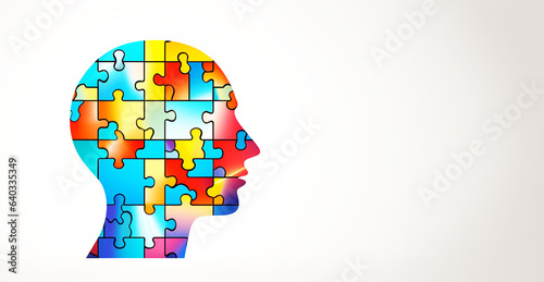Wallpaper Mural Head profile with jigsaw puzzle pieces falling apart. Alzheimer's and dementia, mental illness and brain disorder vector illustration Torontodigital.ca