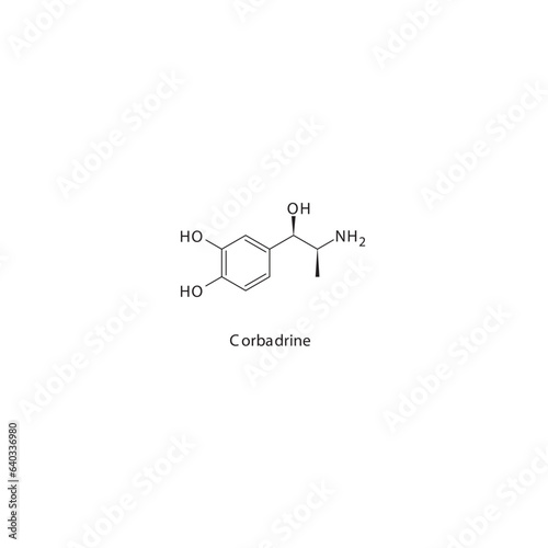 Corbadrine  flat skeletal molecular structure α1 agonist drug used in nasal congestion treatment. Vector illustration. photo