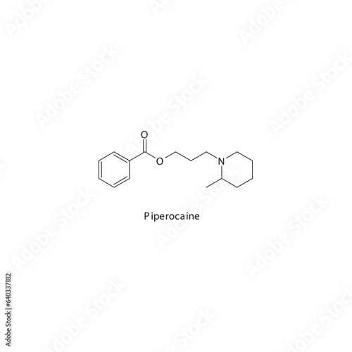 Piperocaine  flat skeletal molecular structure Local Anesthetic  drug used in local anasthesia, pain treatment. Vector illustration.