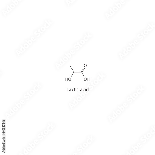 Lactic acid flat skeletal molecular structure Keratolytic agent drug used in Acne treatment. Vector illustration.