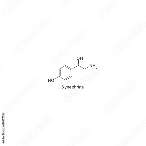 Synephrine flat skeletal molecular structure α1 agonist drug used in hypotension treatment. Vector illustration.