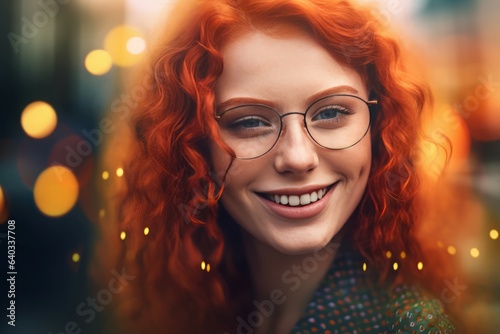 Curly ginger woman. Generate Ai