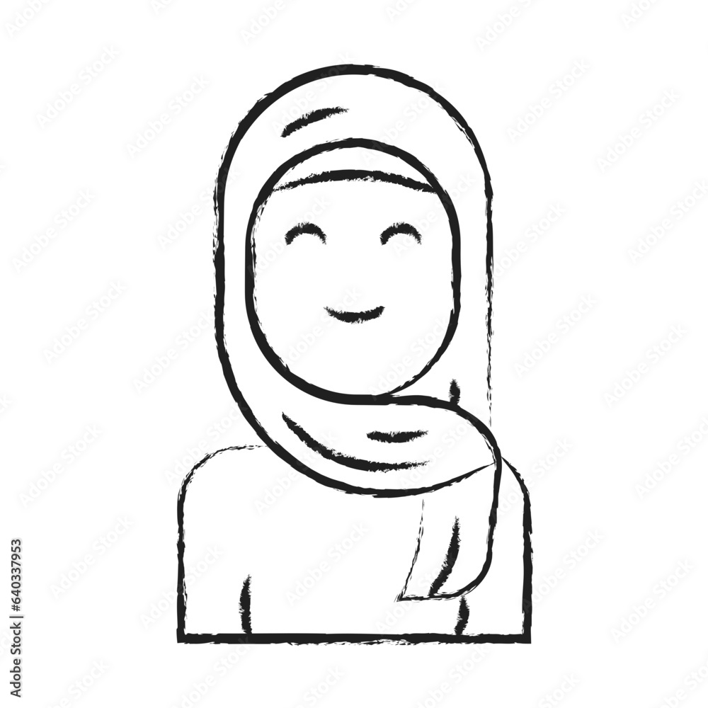 Hand drawn Muslim girl avatar icon