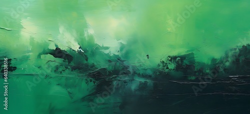 Abstract background with green and black paint splashes. 3d rendering