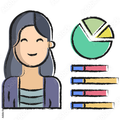 Hand drawn persona Woman icon