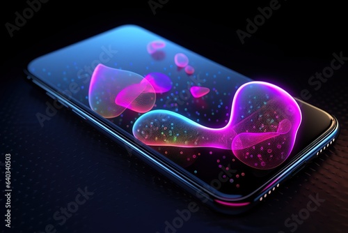 social media background communication concept. social network icons with smartphone and modern chat message speech bubble icon. Generative AI