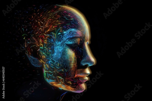 Portrait of female robot, android face, Artificial intelligence concept. Generative AI