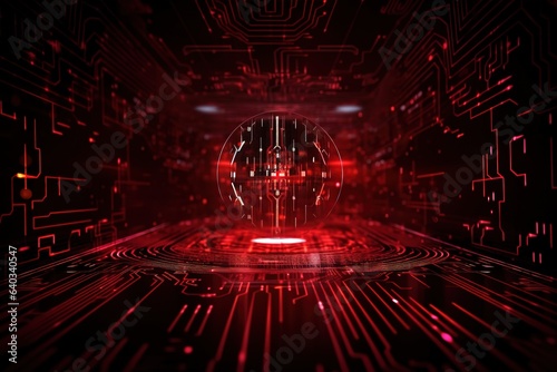 Abstract Technology Binary Code Dark Red. Generative AI