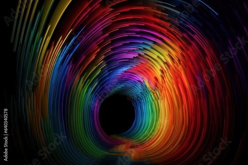 Rainbow-colored dark tunnel. Generative AI