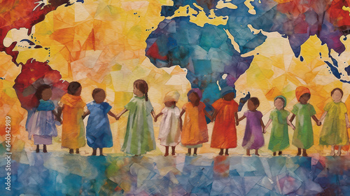 Diverse Kids. Multicultural Celebration concept, generative ai