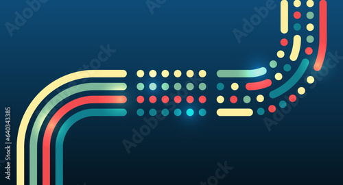 Structuring the flow of information. Data analytics concept. Sorting a large amount of data on a dark background. Big data visualization. Futuristic network or business analytics.