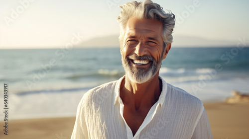 Beautiful mid age elderly man portrait. 