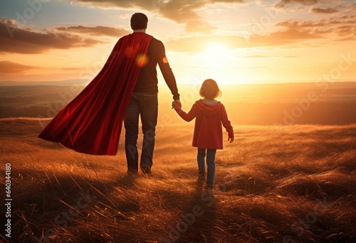 Dad and child  like superhero