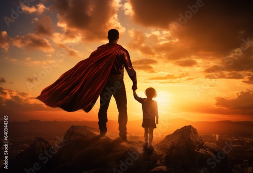 Dad and child  like superhero