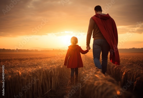 Dad and child  like superhero
