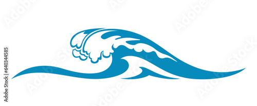 Lonely sea wave with a cap of foam. Vector on transparent background