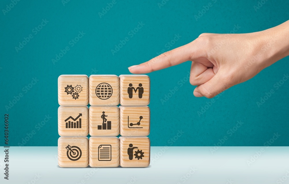 new employee concept. set of wooden cubes new employee concept. set of wooden cubes