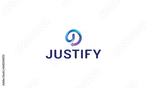 Letter J modern 3d technological circular logo