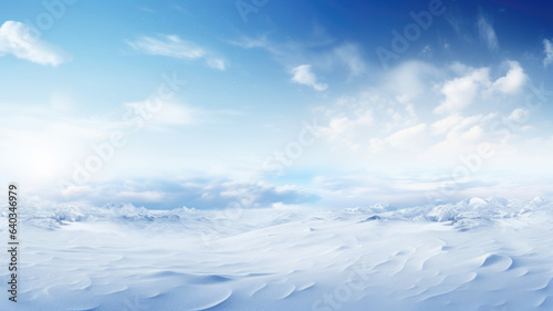 Winter landscape with falling snowflakes. Snowy background with copy space