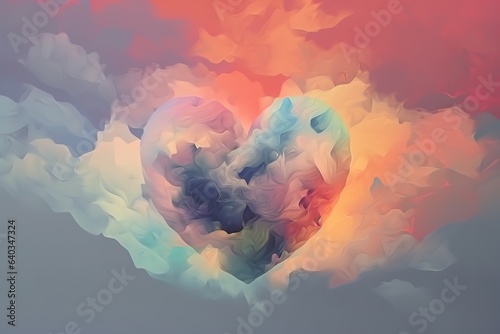 heart with splashes. Water color heart. Valentines background. Generative AI
